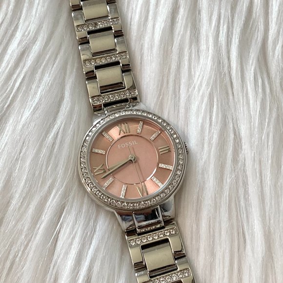 Fossil Women\'s Silver Rhinestone Watch with Pink Face, Stainless Steel Watch main image 10